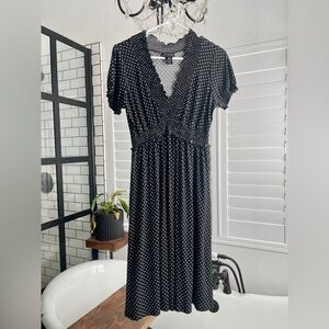 Stretchy Polka Dot Black/White Dress Size 10